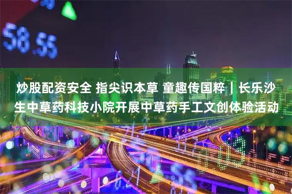 炒股配资安全 指尖识本草 童趣传国粹｜长乐沙生中草药科技小院开展中草药手工文创体验活动